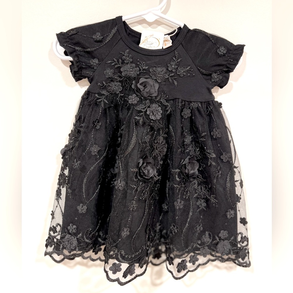 Floral Lace Black Princess Dress